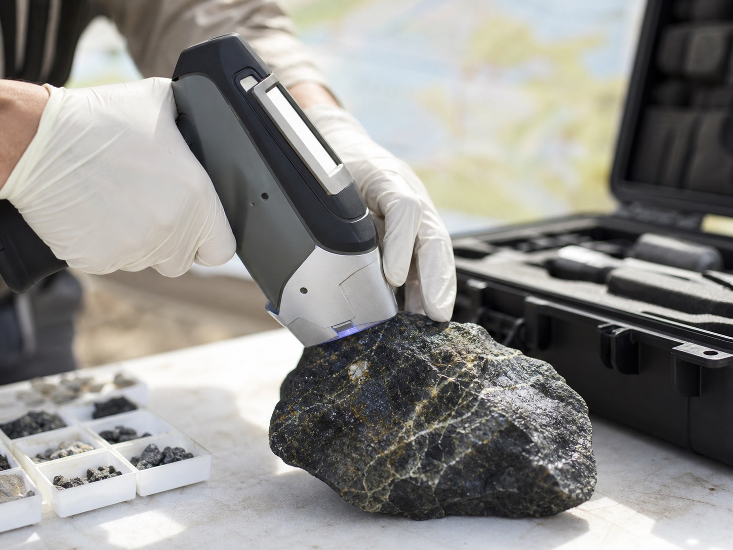 XRF analyzer measures the composition of a mineral sample